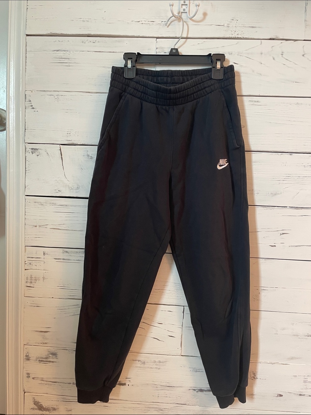 Nike Black Kids Jogger Sweatpants with White Logo